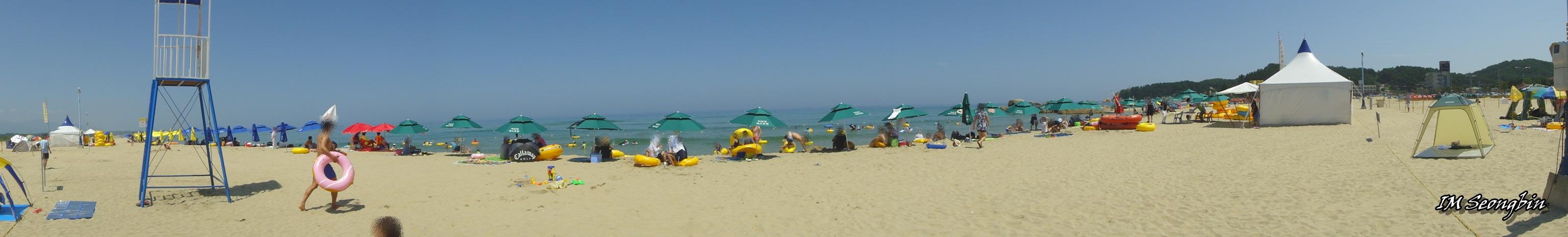 Hajodae Beach in Yangyang, Korea — pine cliffs and the East Sea horizon