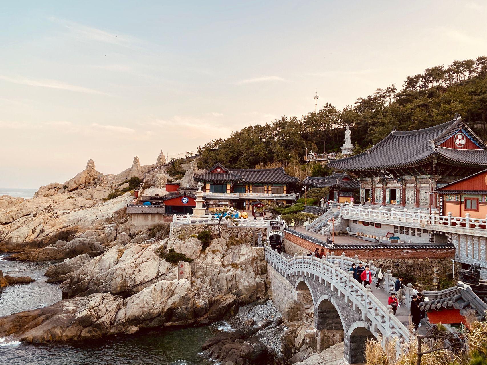 Haedong Yonggungsa Temple on the rocky seaside cliff in Gijang, Busan, South Korea