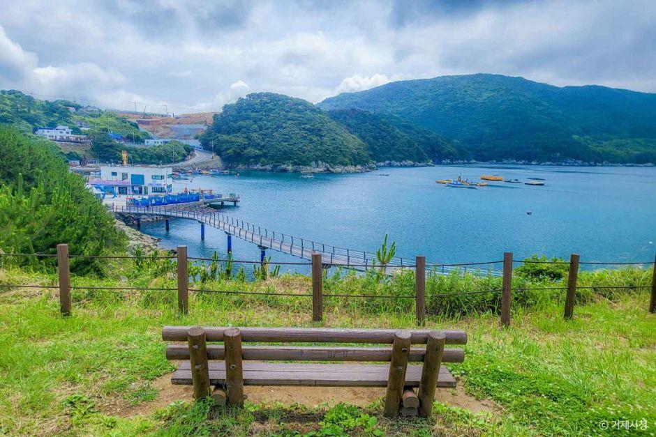 Windy Hill Geoje Korea with a white windmill and panoramic sea views