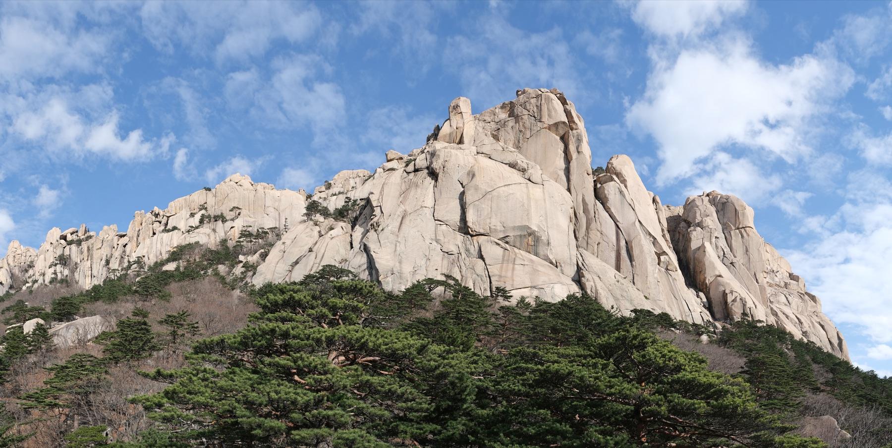 Ulsanbawi rock formation in Seoraksan National Park, a massive granite outcrop